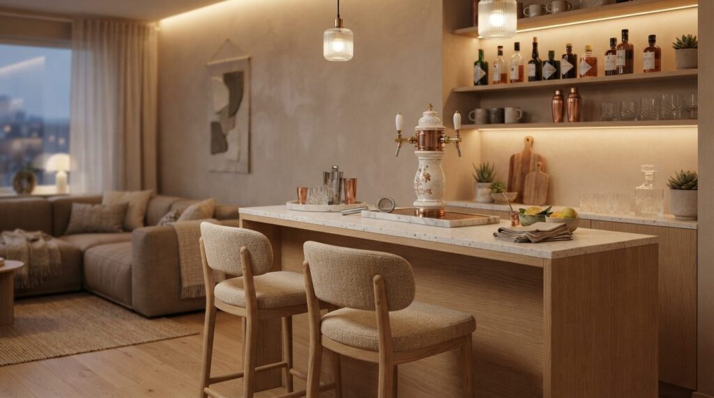 Beautifully styled home entertainment corner with a decorati