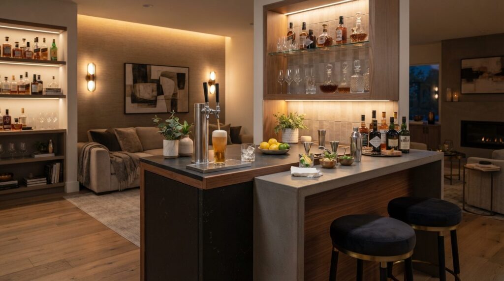 Elegant residential party corner transformation in contempor