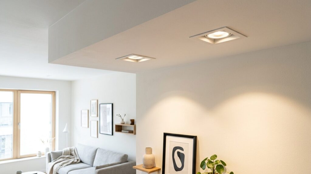 Close-up professional shot of modern LED ceiling spots insta