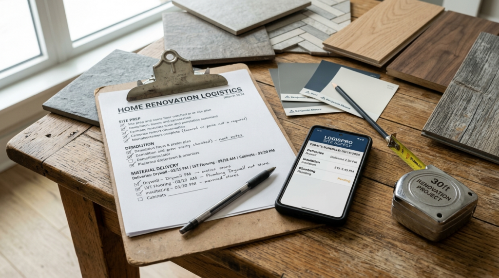 Close-up professional stock photo of a home renovation clipb