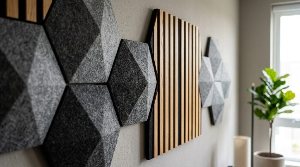 Close-up professional photograph of acoustic foam panels and