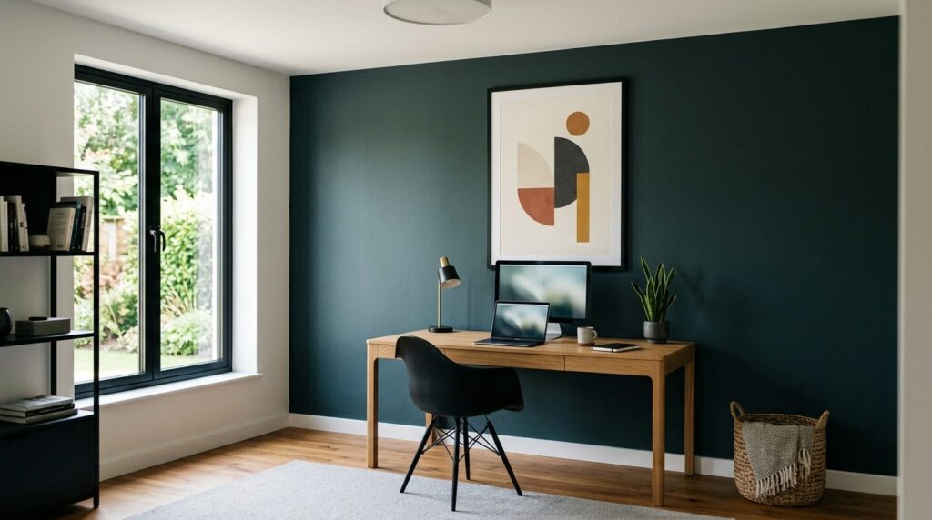 Professional interior photograph of a contemporary home offi